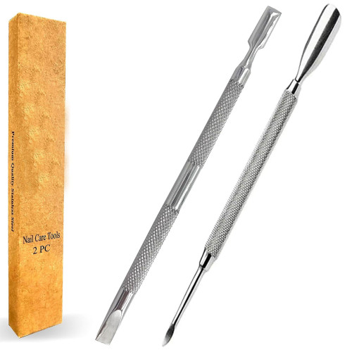2PCS Dual-Ended Cuticle Pusher & Nail Cleaner Set