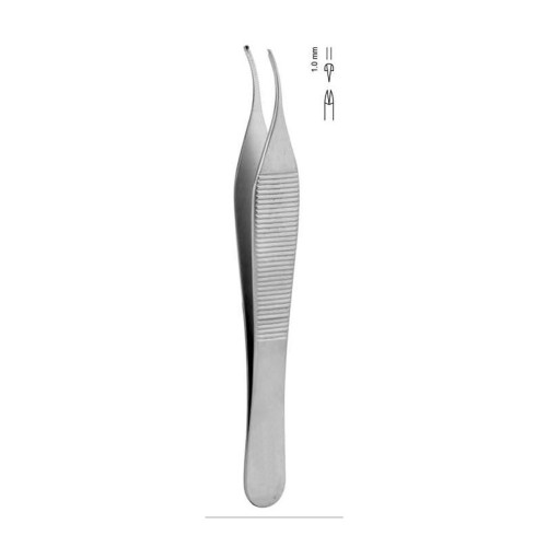 Tissue Forceps Adson Curved - 1x2 (12cm ) (TP44)