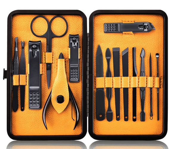 Stainless Steel Manicure & Pedicure Kit (Black/Yellow)