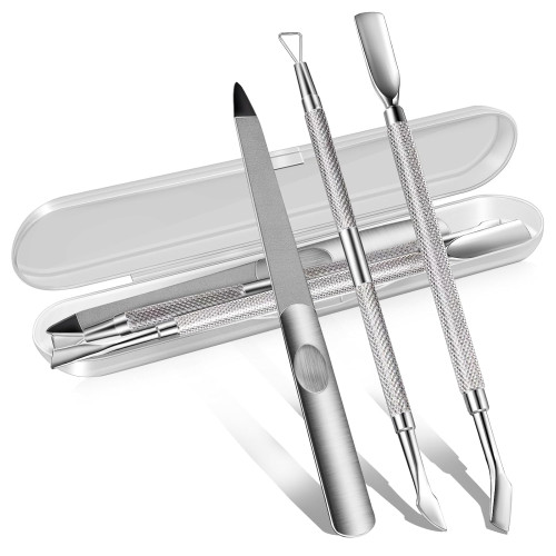 3PCS Cuticle Pusher & Gel Polish Remover Set with Nail Files
