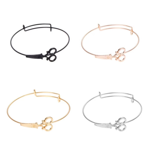 Scissor Shear Adjustable Wire Bangle Bracelet